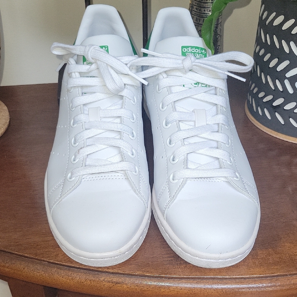 Adidas White and Green Stan Smith Sneakers - Classic